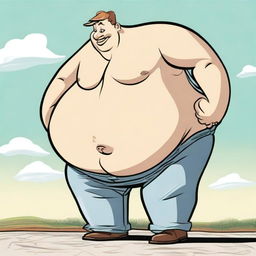 An exaggerated depiction of a person with an extremely large buttocks, emphasizing its size in a humorous or surreal manner