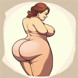 A woman with an extremely large buttocks, depicted in a humorous or surreal manner