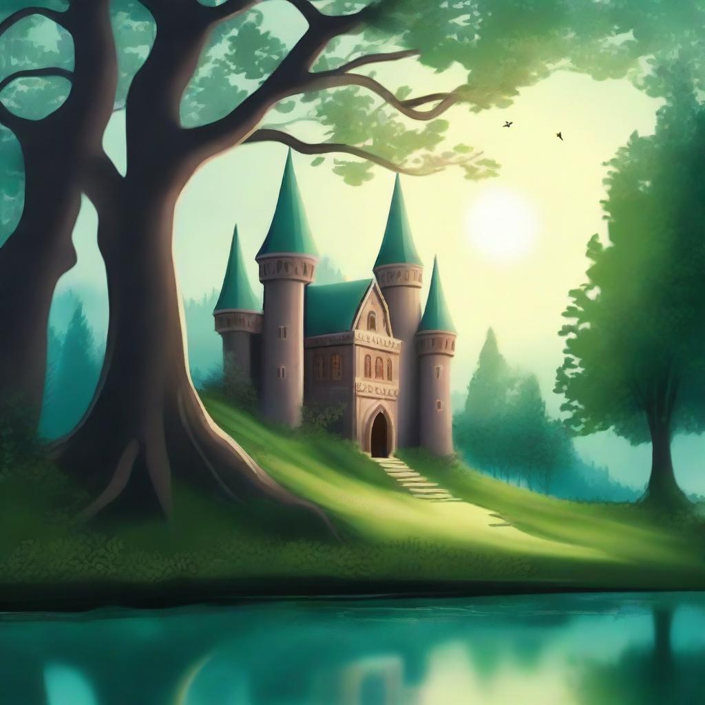 Create a captivating novel book cover featuring a mysterious and enchanting scene