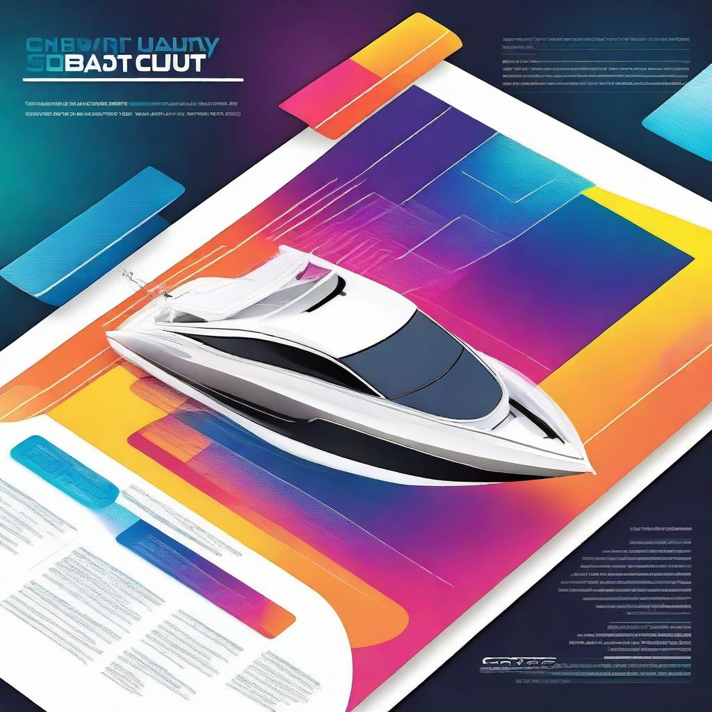 Create a modern, high-tech poster for a boat show that emphasizes the integration of advanced technologies