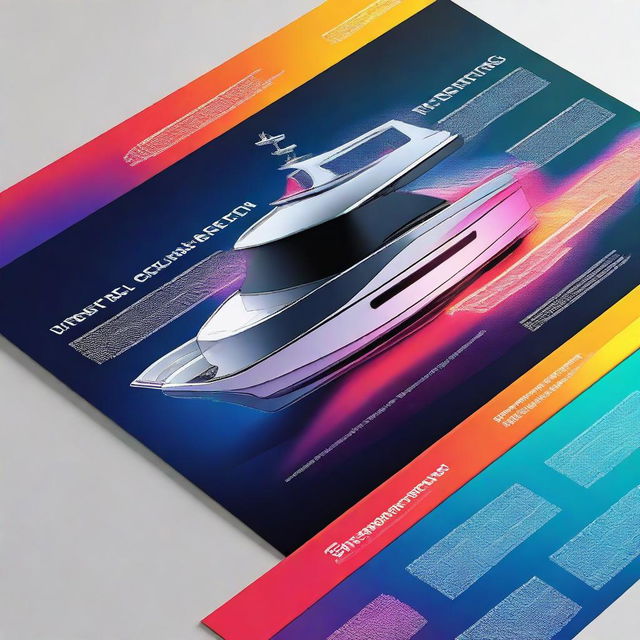 Create a modern, high-tech poster for a boat show that emphasizes the integration of advanced technologies