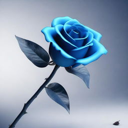 A 3D animated picture of a blue rose that has wilted and died