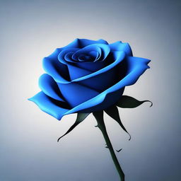 A 3D animated picture of a blue rose that has wilted and died