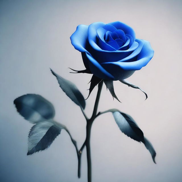 A 3D animated picture of a blue rose that has wilted and died