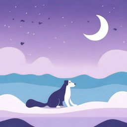 For the cover page of 'Tahimik ang Alulong: Ang Asong 'Di Makatahol,' create a serene design featuring a minimalist illustration of a dog under a moonlit sky