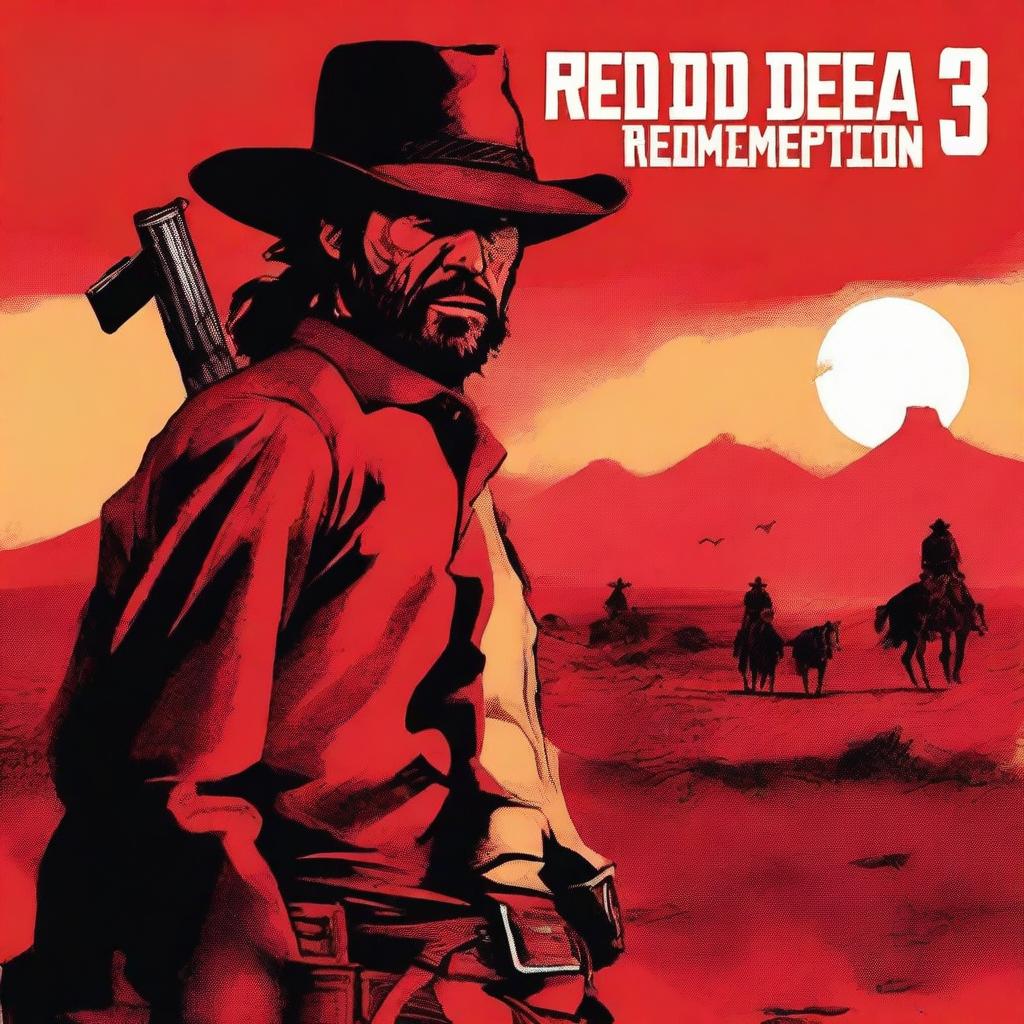 Create a book cover titled 'Red Dead Redemption 3' with the tagline 'Honor Among Outlaws'