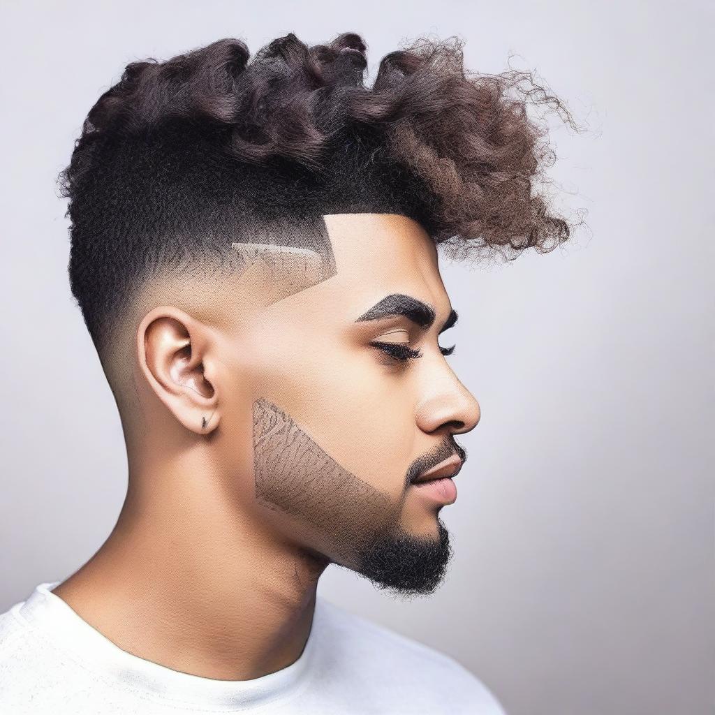 Create an image of a person with a burst fade haircut