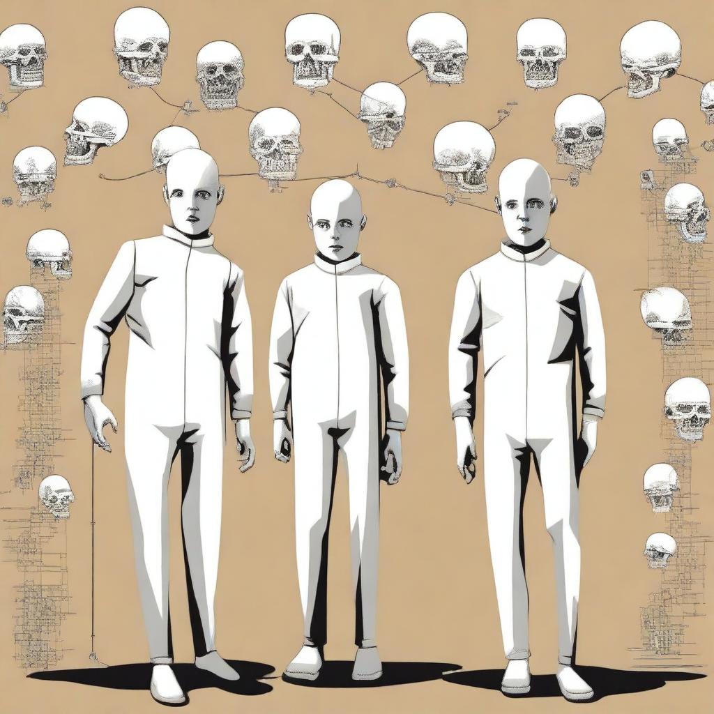 An evocative illustration exploring the moral risks of cloning