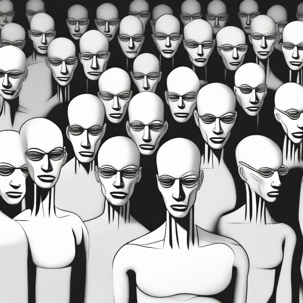 An evocative illustration exploring the moral risks of cloning