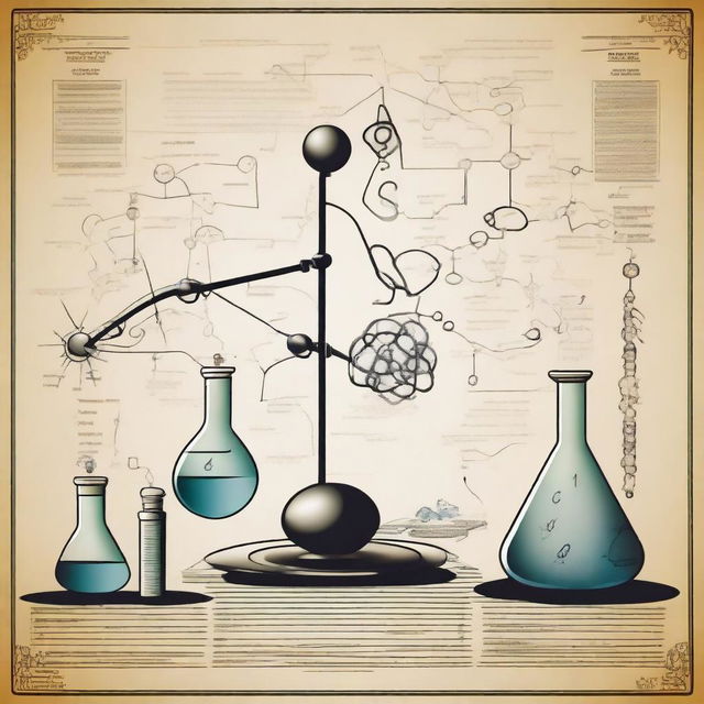 An intricate illustration depicting the intersection of science and morality