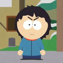 A 30-year-old woman with messy black hair, depicted in the distinctive animation style of South Park