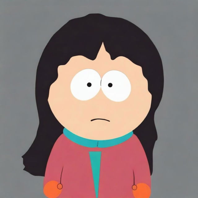 A 30-year-old woman with messy black hair, depicted in the distinctive animation style of South Park