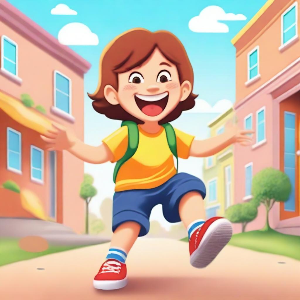 A playful scene depicting a mischievous child causing harmless trouble in a fun, lighthearted way