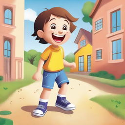 A playful scene depicting a mischievous child causing harmless trouble in a fun, lighthearted way