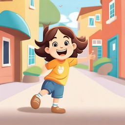 A playful scene depicting a mischievous child causing harmless trouble in a fun, lighthearted way