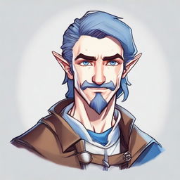 A young half-elf character for Dungeons & Dragons with incredibly beautiful features, a bright white smile, of average height, slightly narrower shoulders than the average human but broader than elves