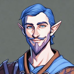 A young half-elf character for Dungeons & Dragons with incredibly beautiful features, a bright white smile, of average height, slightly narrower shoulders than the average human but broader than elves