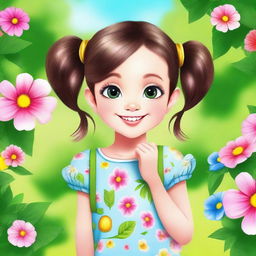 A charming young girl with a bright smile, wearing a stylish outfit