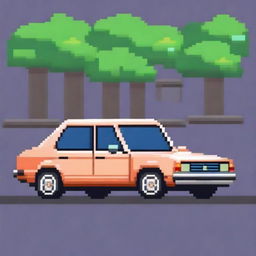 A pixel art depiction of a car