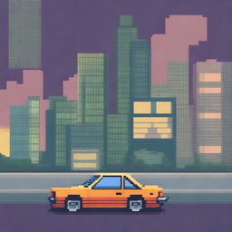 A pixel art depiction of a car