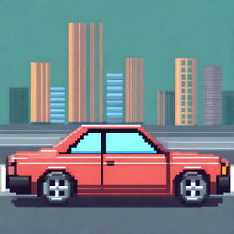 A pixel art depiction of a car