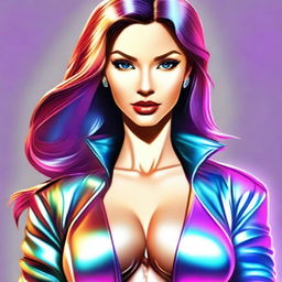 Create a stylish avatar featuring a woman in a sexy metallic jacket