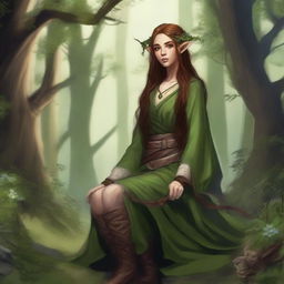 Create an image of a half-elf, half-human druid who is a friend of animals and nature