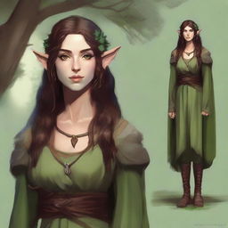 Create an image of a half-elf, half-human druid who is a friend of animals and nature