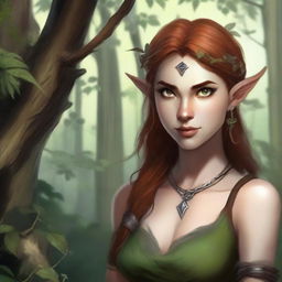 Create an image of a half-elf, half-human druid who is a friend of animals and nature