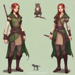 Create an image of a half-elf, half-human druid who is a friend of animals and nature