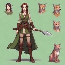 Create an image of a half-elf, half-human druid who is a friend of animals and nature