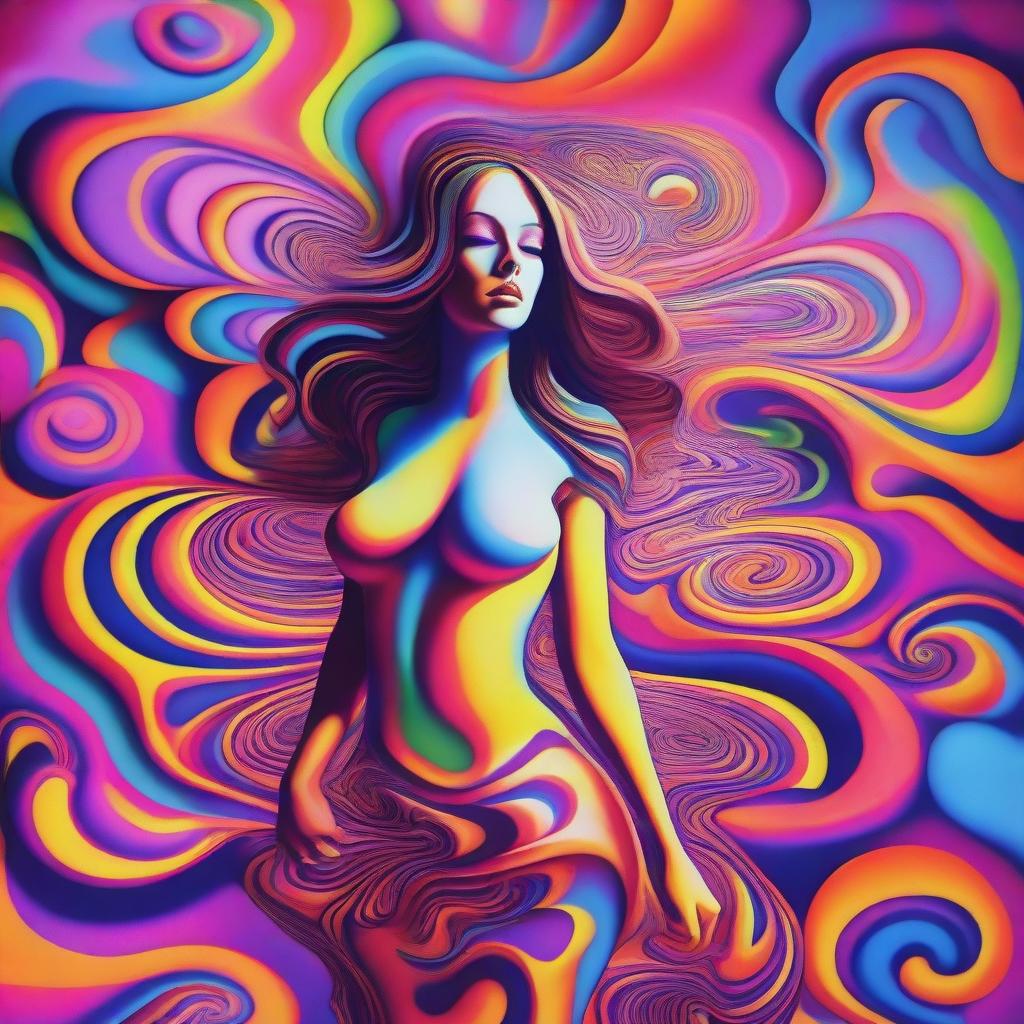 A surreal, psychedelic world with vibrant colors and swirling patterns