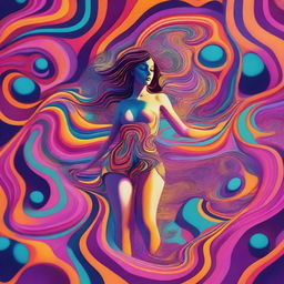 A surreal, psychedelic world with vibrant colors and swirling patterns