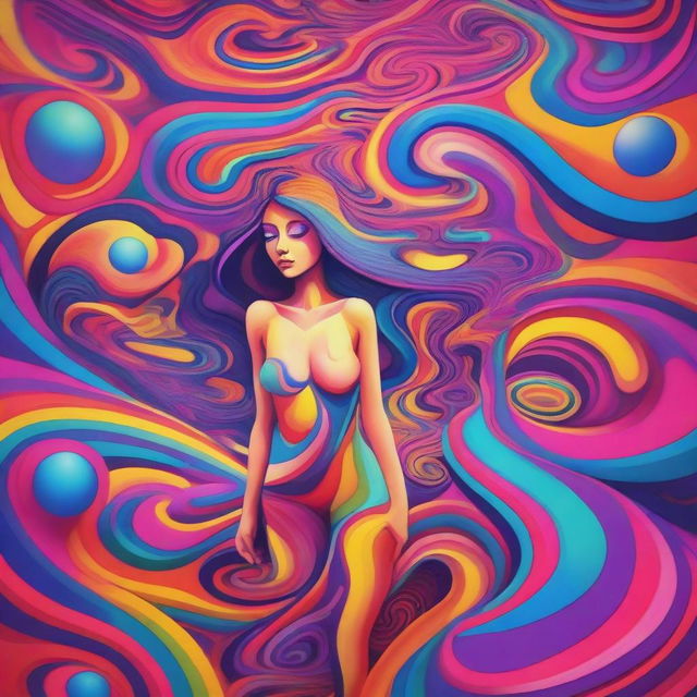 A surreal, psychedelic world with vibrant colors and swirling patterns