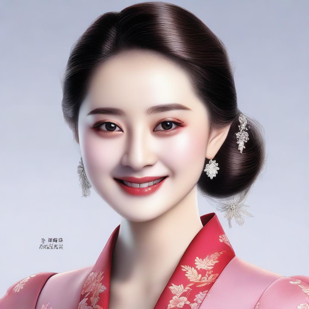 Create a detailed and realistic portrait of Zhao Liying, capturing her elegant features and charming smile