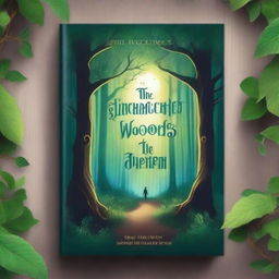 A captivating book cover featuring a magical forest with glowing trees, a mysterious path, and an enchanting atmosphere