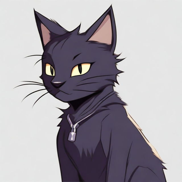 A young male furry character resembling a black cat