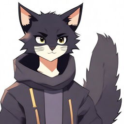 A young male furry character resembling a black cat