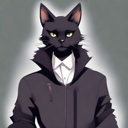 A young male furry character resembling a black cat in a mature, 18+ context