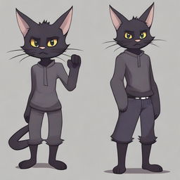 A young male furry character resembling a black cat in a mature, 18+ context