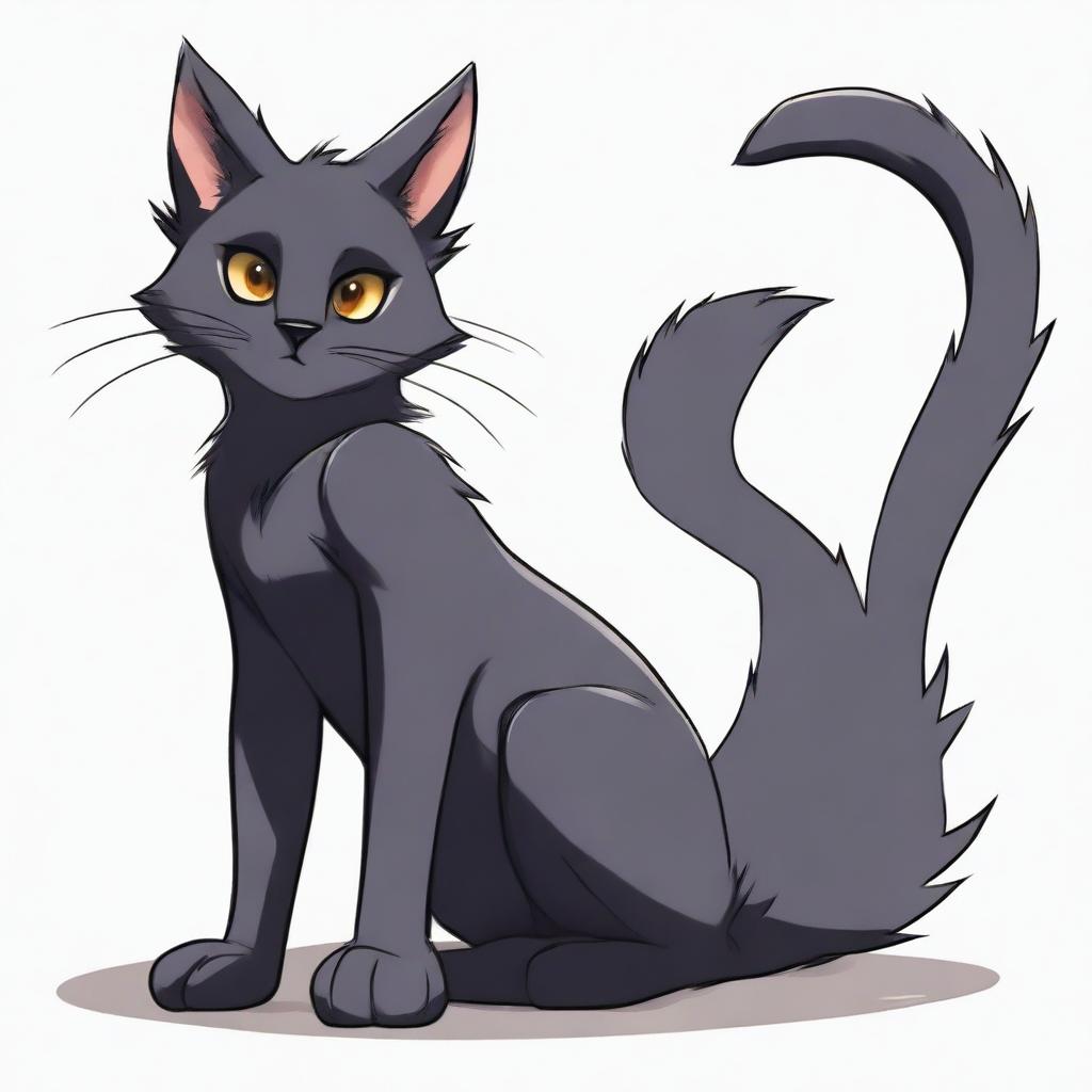 A young male furry character resembling a black cat in a revealing and suggestive pose