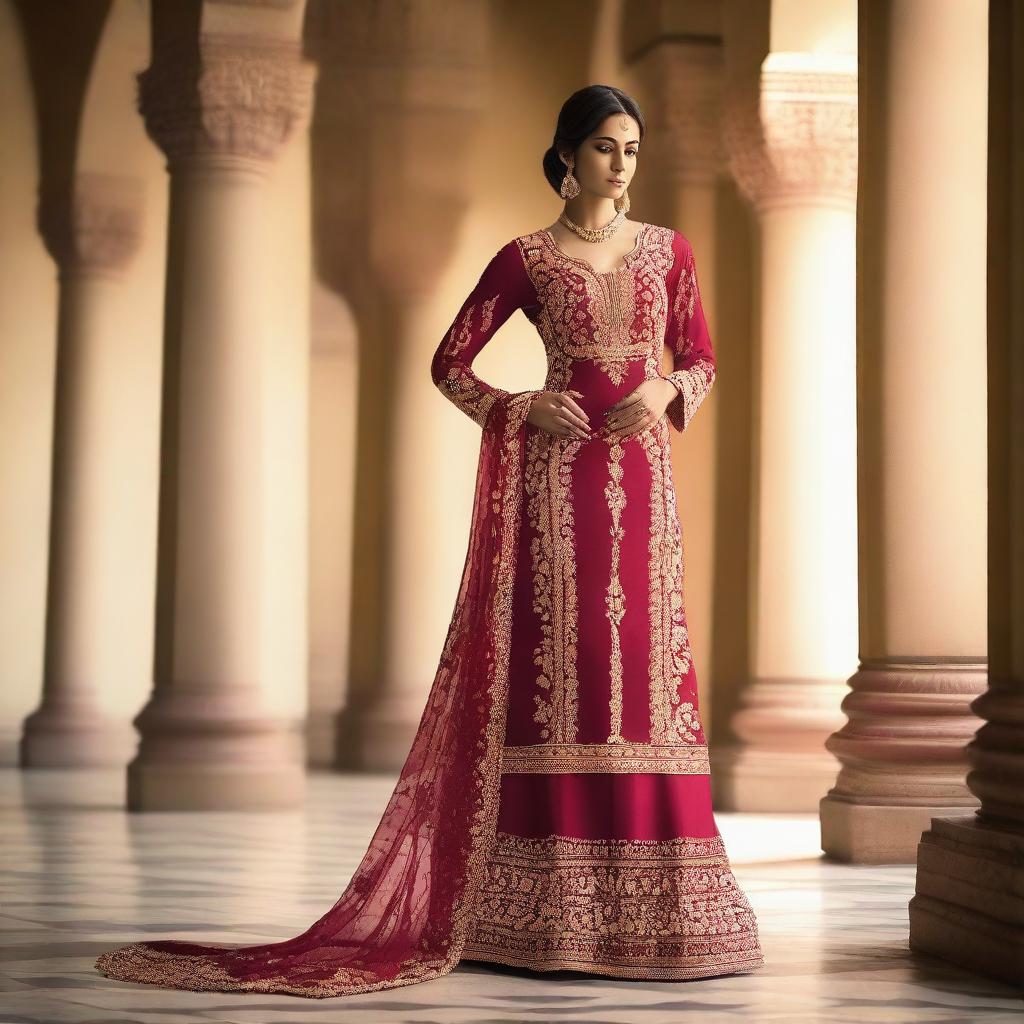 An Indian woman wearing a sexy, elegant dress