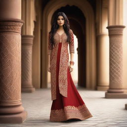 An Indian woman wearing a sexy, elegant dress