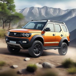 A realistic image of a brand new 4x4 vehicle inspired by the Lada Niva, but from a new car brand