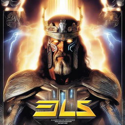 A movie poster featuring a cyborg robotic Zeus, depicted as the king of gods