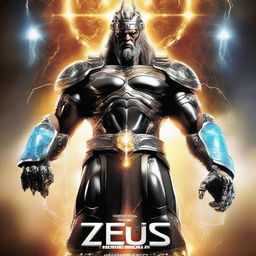 A movie poster featuring a cyborg robotic Zeus, depicted as the king of gods