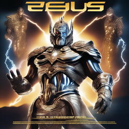 A movie poster featuring a cyborg robotic Zeus, depicted as the king of gods