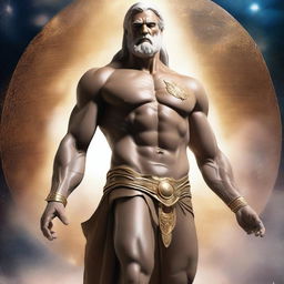 Create an ultra-realistic image of an actor portraying the Titan Chronos, the ancient Greek god of time