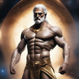 Create an ultra-realistic image of an actor portraying the Titan Chronos, the ancient Greek god of time