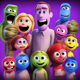 A creative movie poster mashup featuring characters from The Walking Dead and Pixar's Inside Out